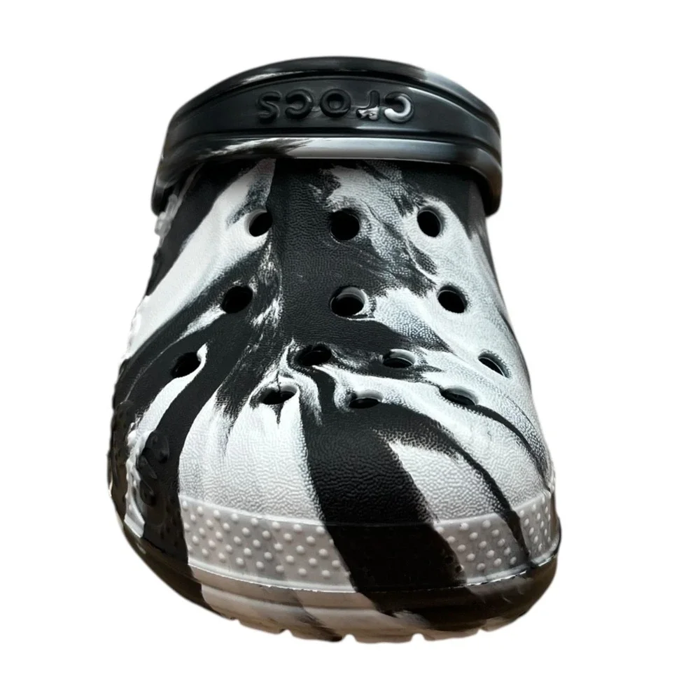 Crocs Toddler Boys Lined Clog Size 9 Black White Marbled Slip-on Cozy Warm Shoes